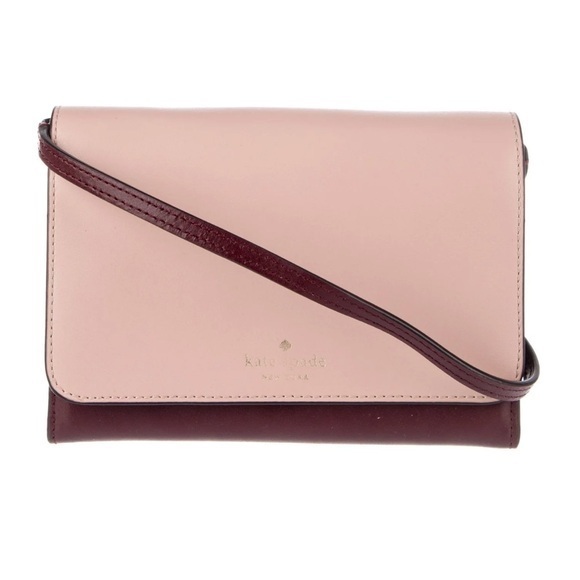 Kate Spade Kerri WLRU 5769 cranberry and pink smooth leather small flap purse